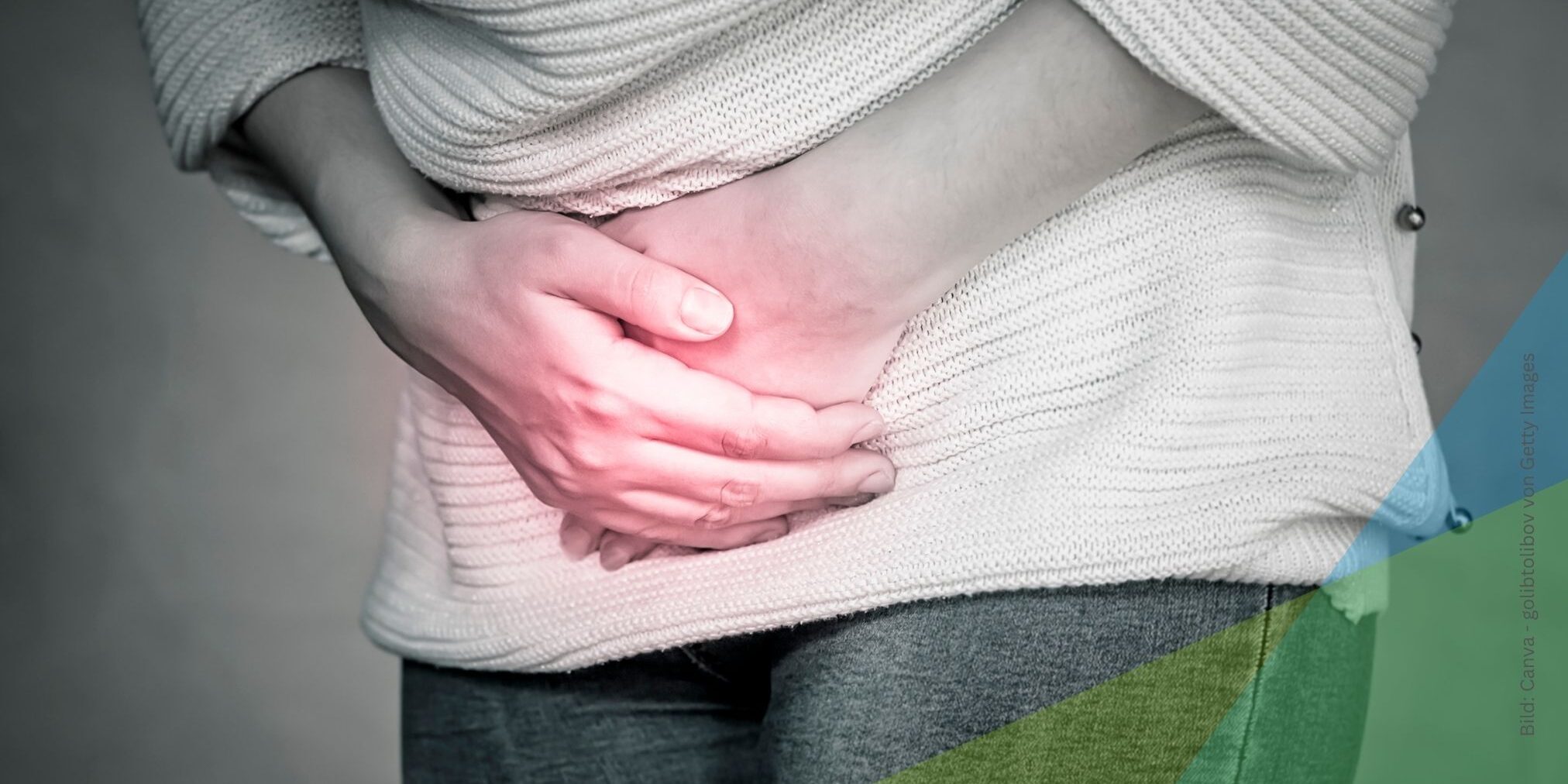 Nahaufnahme Frau mit Unterlaibsschmerzen zum Thema Beckenvenensyndrom verstehen